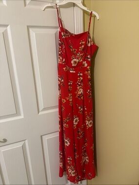Wishlist Red Floral Jumpsuit with Spaghetti Straps